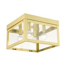 Livex Lighting 20589-12 - 4 Lt Satin Brass Flush Mount