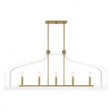 Savoy House 1-7804-5-142 - Sheffield 5-Light Linear Chandelier in White with Warm Brass Accents