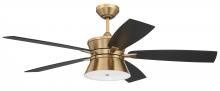 Craftmade DMK52SB5 - Dominick 52" 5-Blade Ceiling Fan in Satin Brass w/ Flat Black/Black Walnut Blades