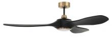 Craftmade EVY60FBSB3 - Envy 60" 3-Blade Ceiling Fan in Flat Black/Satin Brass w/ Flat Black Blades