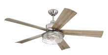 Craftmade GAR56BNK5 - Garrick 56" 5-Blade Ceiling Fan in Brushed Polished Nickel w/ Driftwood Blades