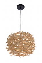 Craftmade P2001-NT - 1 Light Pendant w/Wood Shade, Damp Rated