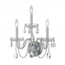 Crystorama 1033-CH-CL-MWP - Traditional Crystal 15'' Hand Cut Crystal Polished Chrome Sconce