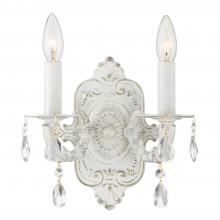 Crystorama 5022-AW-CL-SAQ - Paris Market 10'' Swarovski Spectra Crystal Antique White Sconce