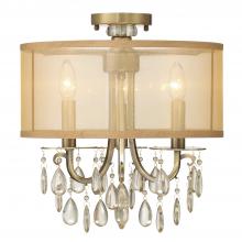 Crystorama 5623-AB_CEILING - Hampton 14'' Drum Shade Antique Brass Semi Flush Mount