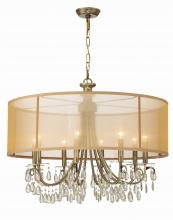 Crystorama 5628-AB - Hampton 32'' Drum Shade Antique Brass Chandelier