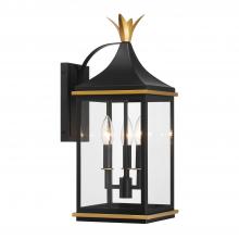 Crystorama SIM-801-MK-TG - Simpson 8'' Matte Black + Textured Gold Outdoor Sconce