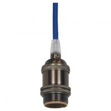 Satco Products Inc. 80/2457 - Medium base lampholder; 4pc. Solid brass; prewired; Uno ring; 10ft. 18/2 SVT Dark Blue Cord; Dark