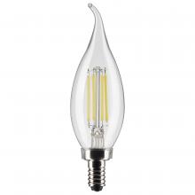 Satco Products Inc. S21841 - 4 Watt CA10 LED Filament; Clear; Candelabra Base; 3000K; 350 Lumens; 120 Volt; 2-Pack