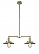 Innovations Lighting 209-AB-M4AB-LED - Railroad - 2 Light - 21 inch - Antique Brass - Stem Hung - Adjustable Island Light