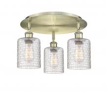 Innovations Lighting 516-3C-AB-G112C-5CL - Cobbleskill - 3 Light - 17 inch - Antique Brass - Semi-Flush Mount