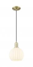 Innovations Lighting 716-1P-AB-G1217-8WV - White Venetian - 1 Light - 8 inch - Antique Brass - Cord hung - Mini Pendant