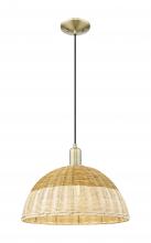 Innovations Lighting 716-1P-AB-NBD2-16-NAT - Natural Ballston Dome - 1 Light - 6 inch - Antique Brass - Cord hung - Mini Pendant