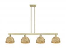 Innovations Lighting 716-4I-AB-RBD-8-NAT - Woven Rattan - 4 Light - 51 inch - Antique Brass - Stem hung - Island Light