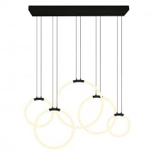 CWI Lighting 1273P44-5-101-RC - Hoops Integrated LED 44in 5 Ring Black Chandelier