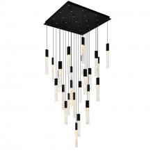 CWI Lighting 1589P28-25-101 - Greta Integrated LED 28in Black Chandelier with Handcrafted Glass