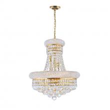 CWI Lighting 8001P18G - Empire 8 Light 18in Gold Down Chandelier with Crystals