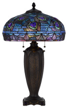 CAL Lighting BO-3107TB - 60W x 2 metal/resin Tiffany table lamp with pull chain switches