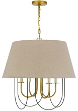 CAL Lighting FX-3817-4 - 60W x 4 Eupora metal chandelier with burlap shade
