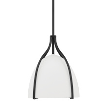 Hunter 48119 - Hunter Arcelia Matte Black with Cased White Glass 1 Light Pendant Ceiling Light Fixture