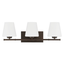 Hunter 48116 - Hunter Fauna Grove Matte Bronze with Cased White Glass 3 Light Bathroom Vanity Wall Light Fixture