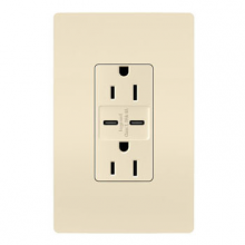 Legrand Radiant R26USBCC6LA - radiant 15A Tamper-Resistant Ultra-Fast USB Type C/C Outlet, Light Almond