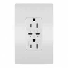 Legrand Radiant R26USBPDWCC6 - radiant 15A Tamper Resistant Ultra Fast PLUS Power Delivery USB Type C/C Outlet, White