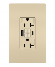Legrand Radiant 2097TRWRUSBACI - radiant Tamper-Resistant Weather-Resistant Duplex Self-Test GFCI with USB Type A/C Outlet, Ivory