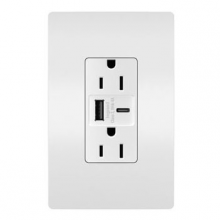 Legrand Radiant R26USBAC6W - radiant 15A Tamper-Resistant Ultra-Fast USB Type A/C Outlet, White