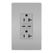 Legrand Radiant TR20USBPDGRY - radiant 20A Tamper Resistant Ultra Fast PLUS Power Delivery USB Type C/C Outlet, Gray