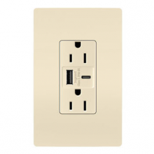 Legrand Radiant R26USBAC6LA - radiant 15A Tamper-Resistant Ultra-Fast USB Type A/C Outlet, Light Almond