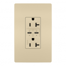 Legrand Radiant TR20USBPDI - radiant 20A Tamper Resistant Ultra Fast PLUS Power Delivery USB Type C/C Outlet, Ivory