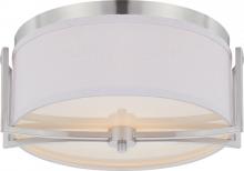 Nuvo 60/4761 - Gemini - 2 Light Flush Dome with Slate Gray Fabric Shade - Brushed Nickel Finish
