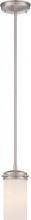 Nuvo 60/615 - Polaris - 1 Light Mini Pendant with Satin Frosted Glass Shade - Brushed Nickel