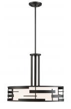 Nuvo 60/6435 - Lansing; 3 Light; Pendant with White Fabric Shade and Opal Diffuser; Midnight Bronze Finish