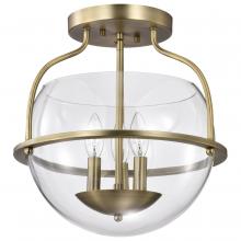 Nuvo 60/7821 - Amado 3 Light Semi Flush Mount; Vintage Brass Finish; Clear Glass