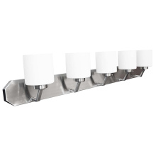 HOMEnhancements 18557 - Paris 5-Light Vanity - NK White Cylinder Glass