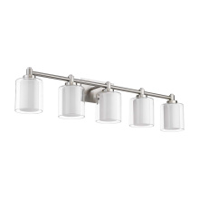 HOMEnhancements 18776 - Sonora 5-Light Vanity - NK Clear & White Glass