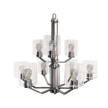 HOMEnhancements 19359 - Paris 9-Light Chandelier - NK Clear Cylinder Glass