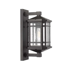 HOMEnhancements 20346 - Berlin Medium Coach Light - Matte Black - Clear Seeded Glass
