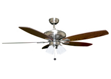 HOMEnhancements 21528 - 52" 5-Blade UFO Fan NK Silver/Walnut Blades 4-Light Clear Glass LED Kit