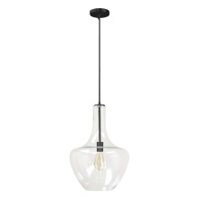 HOMEnhancements 21831 - 10" Clear Glass Beehive Pendant - MB - Black Braided Cord