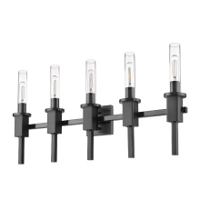 HOMEnhancements 70325 - Vivio Roma 5-Light Clear Tube Glass Vanity - MB T10 8.5W LED 4K Lamps Included