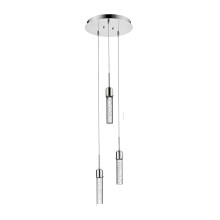 HOMEnhancements 70346 - Vivio Soffi 3-light Illuminated Glass Cylinder Pendant - Chrome