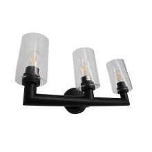 HOMEnhancements 70472 - Vivio Yarra 3-Light Vanity - Matte Black - Clear Cylinder Glass
